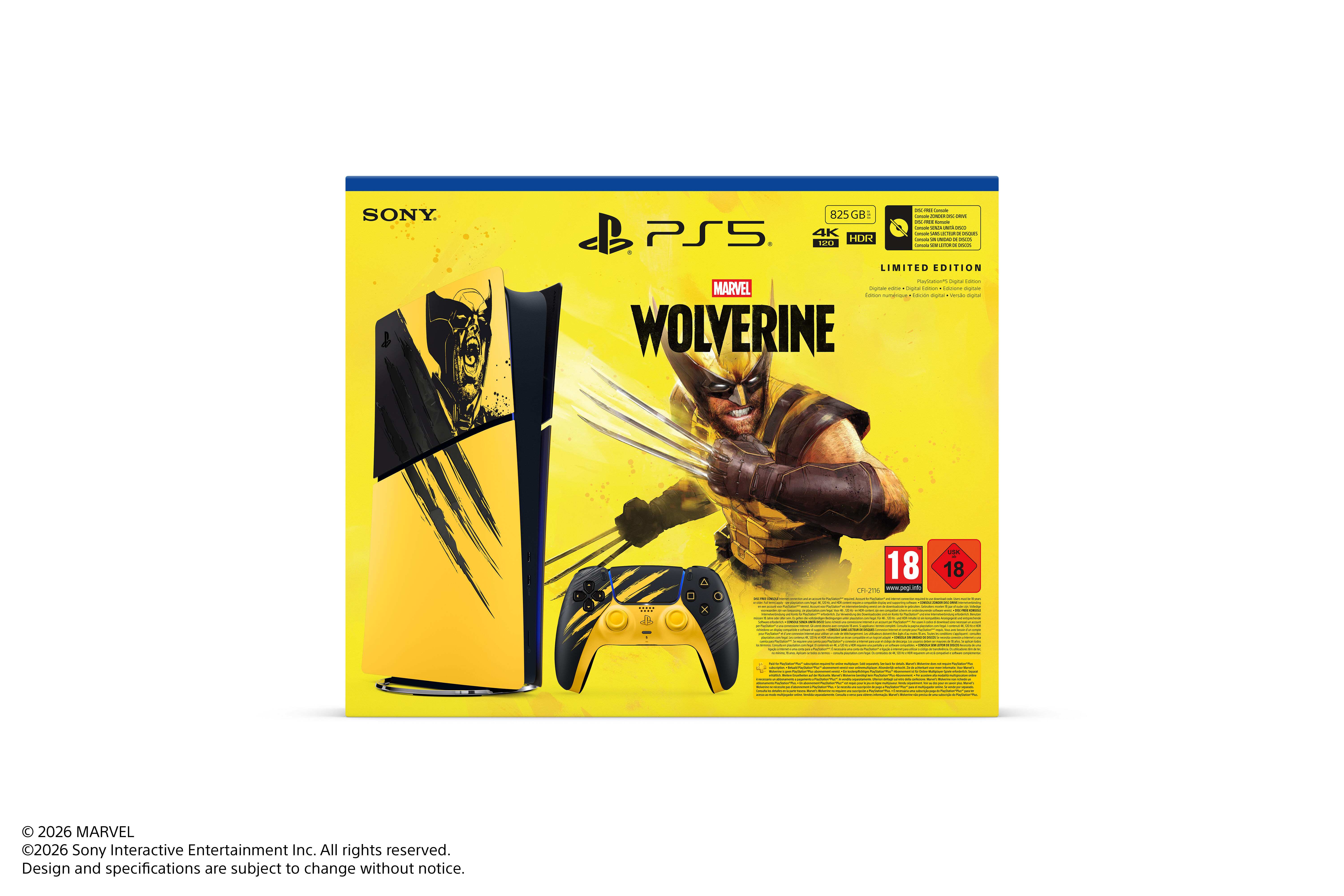 Pack Ps5 Alldigital (modèle Slim) + Marvel's Wolverine Jaune (ciab) Ed. Limitée