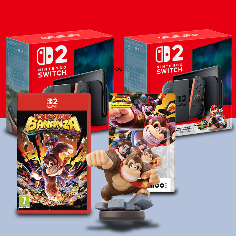 Pack Nintendo Switch 2 (au choix) avec Donkey Kong Bananza et Figurine Amiibo Donkey Kong Bananza Donkey Kong & Pauline